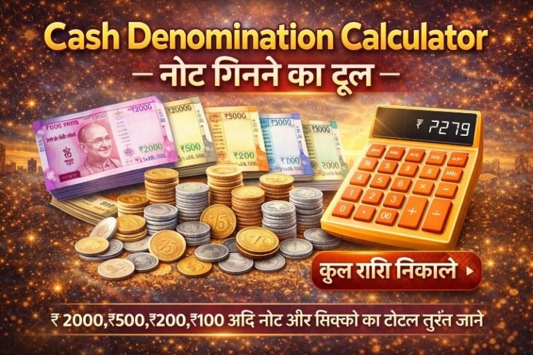 Read more about the article Cash Denomination Calculator – Note Counting Calculator Online Free