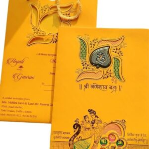 Thaila Yellow wedding card trending Hindu Wedding Crad [Pack of 50]