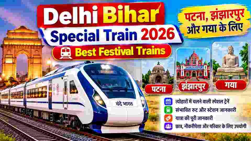 Delhi Bihar Special Train 2026: Best Festival Trains, पटना, झंझारपुर और गया के लिए 2 Delhi Bihar Special Train 2026