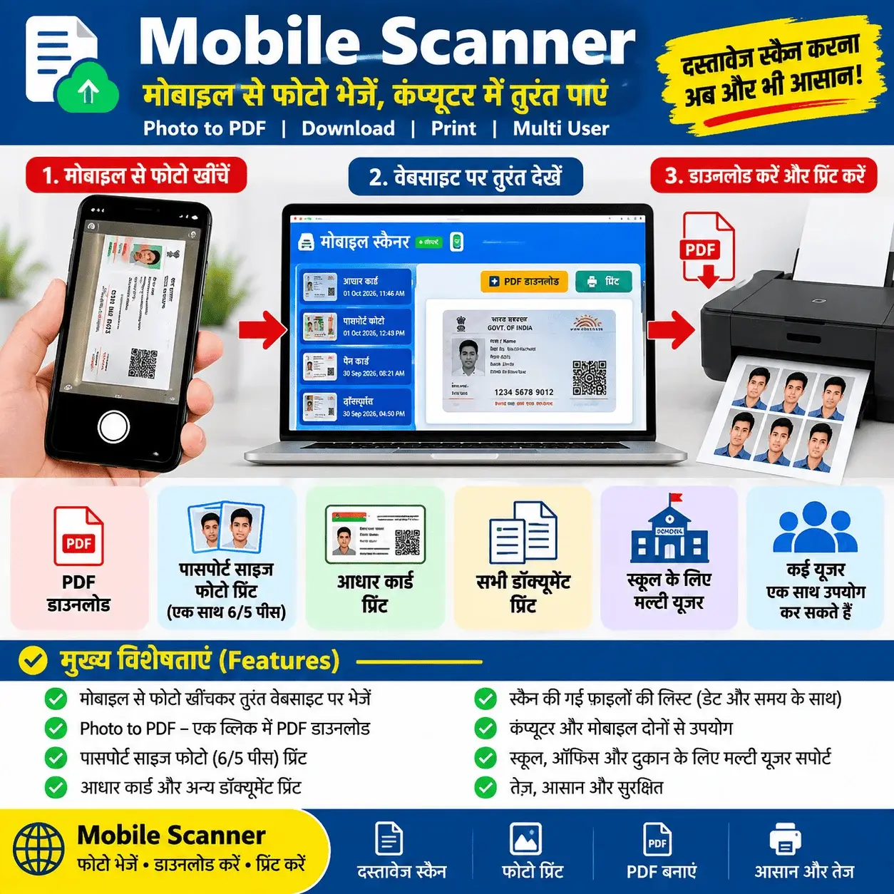 Mobile Scanner – Photo to PDF & Print 1 Mobile Scanner (मोबाइल स्कैनर) - Photo to PDF, Aadhar Card Print A4 Size, Download and Print
