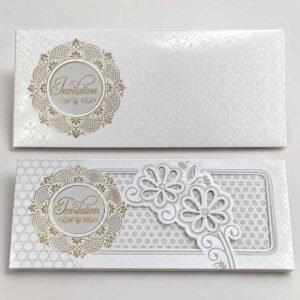 Pearl White Silver Floral Laser Cut Wedding Invitation Card With Envelope
