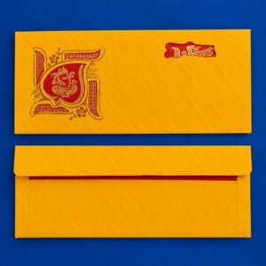 Red Gold Swastik Ganesh Wedding Invitation Card With Envelope